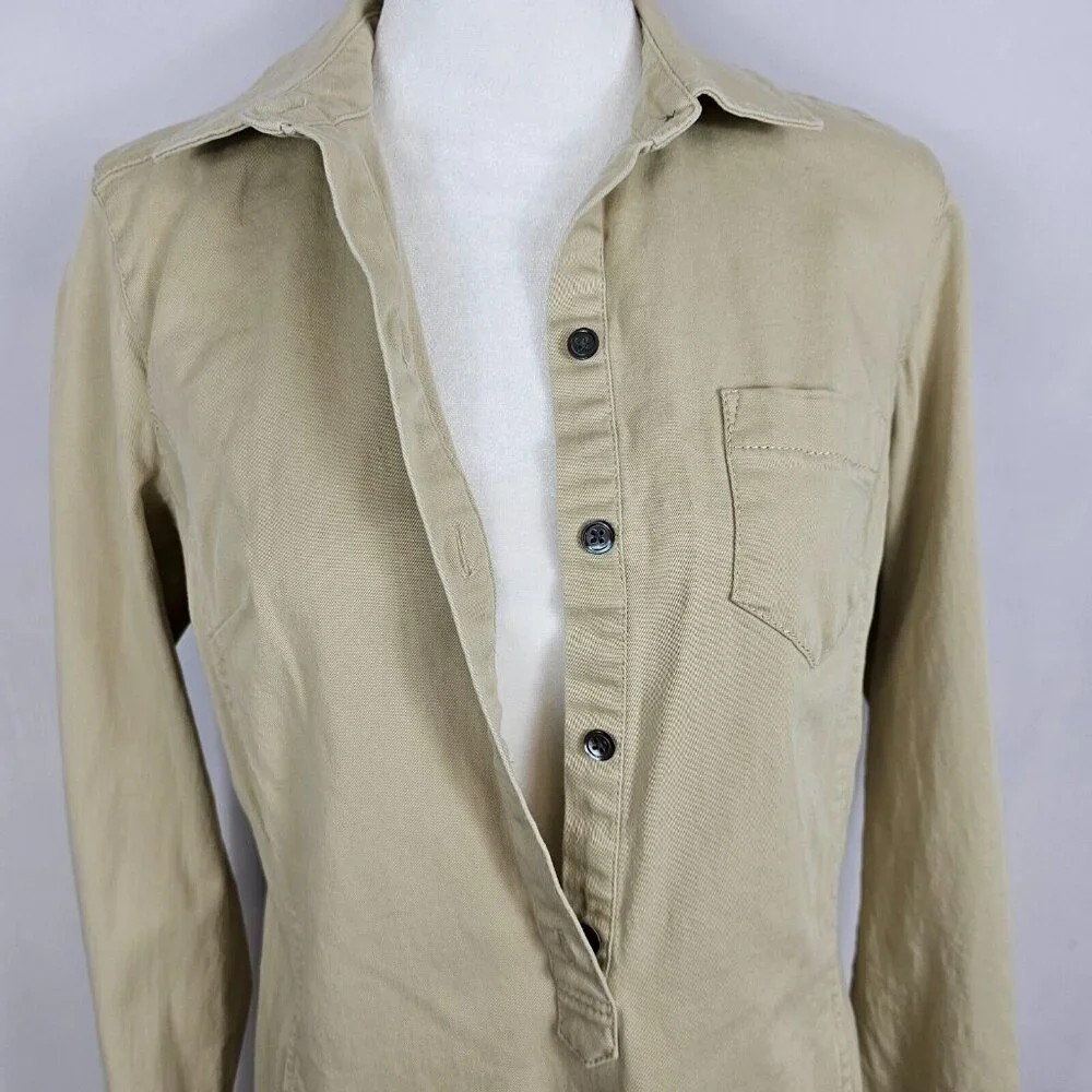 Light Academia Womens 4 Khaki Tan Business Casual Cottagecore Shirt‎ Dress JJill